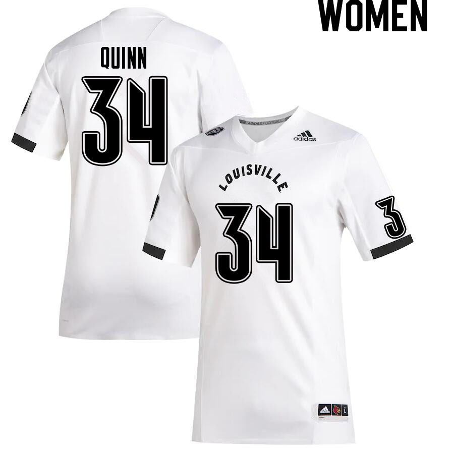 Women #34 TJ Quinn Louisville Cardinals College Football Jerseys Sale-White - Click Image to Close